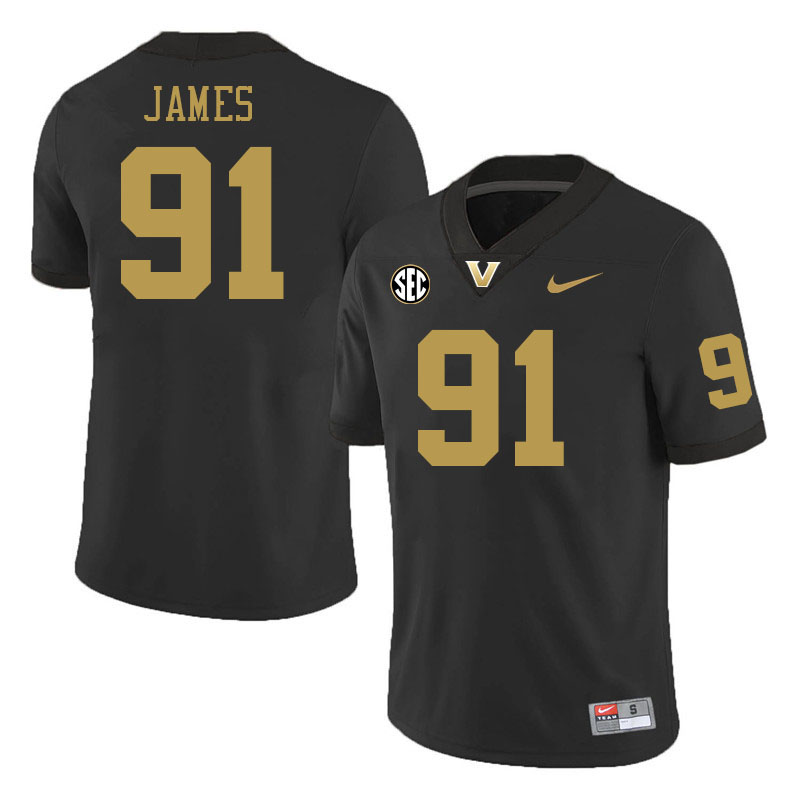 Vanderbilt Commodores #91 Christian James College Football Jerseys 2024 Uniforms Stitched-Black